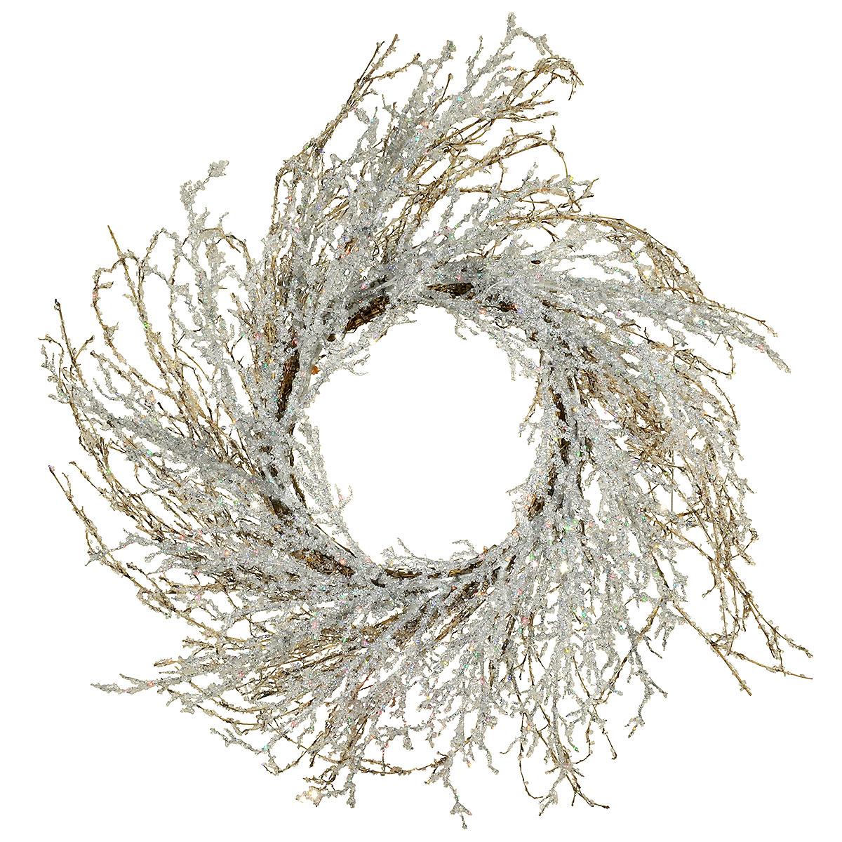 24 Inch Twig Wreath With Iced