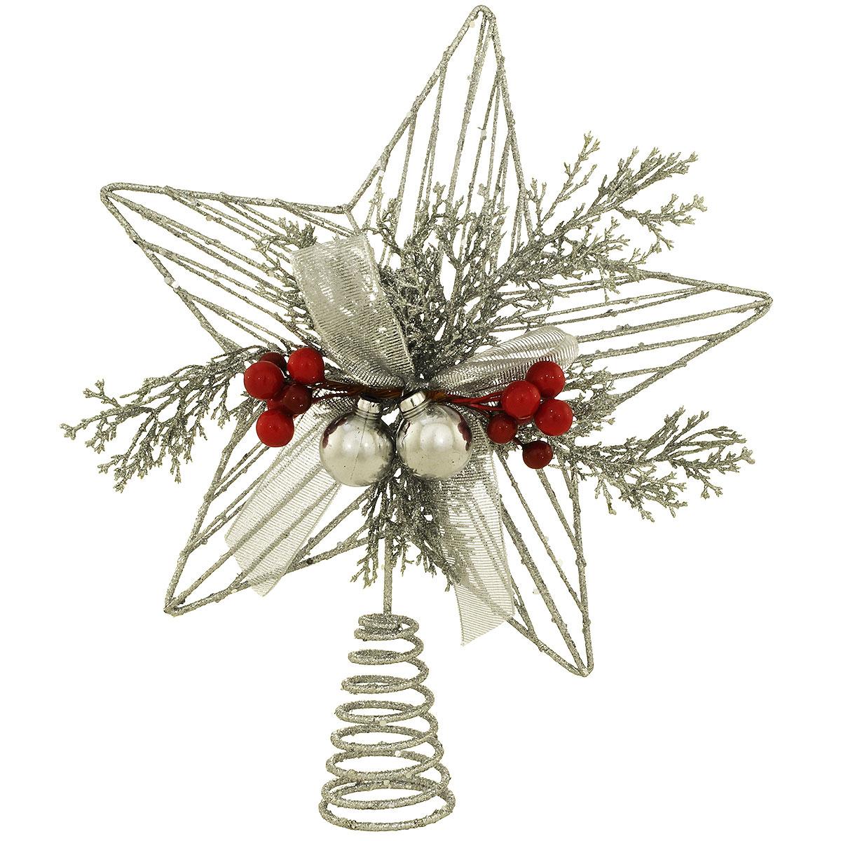 Star Tree Top With Bow, 11 Inch