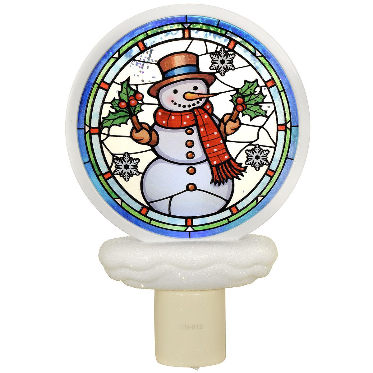 Stained Glass Snowman Nightlight