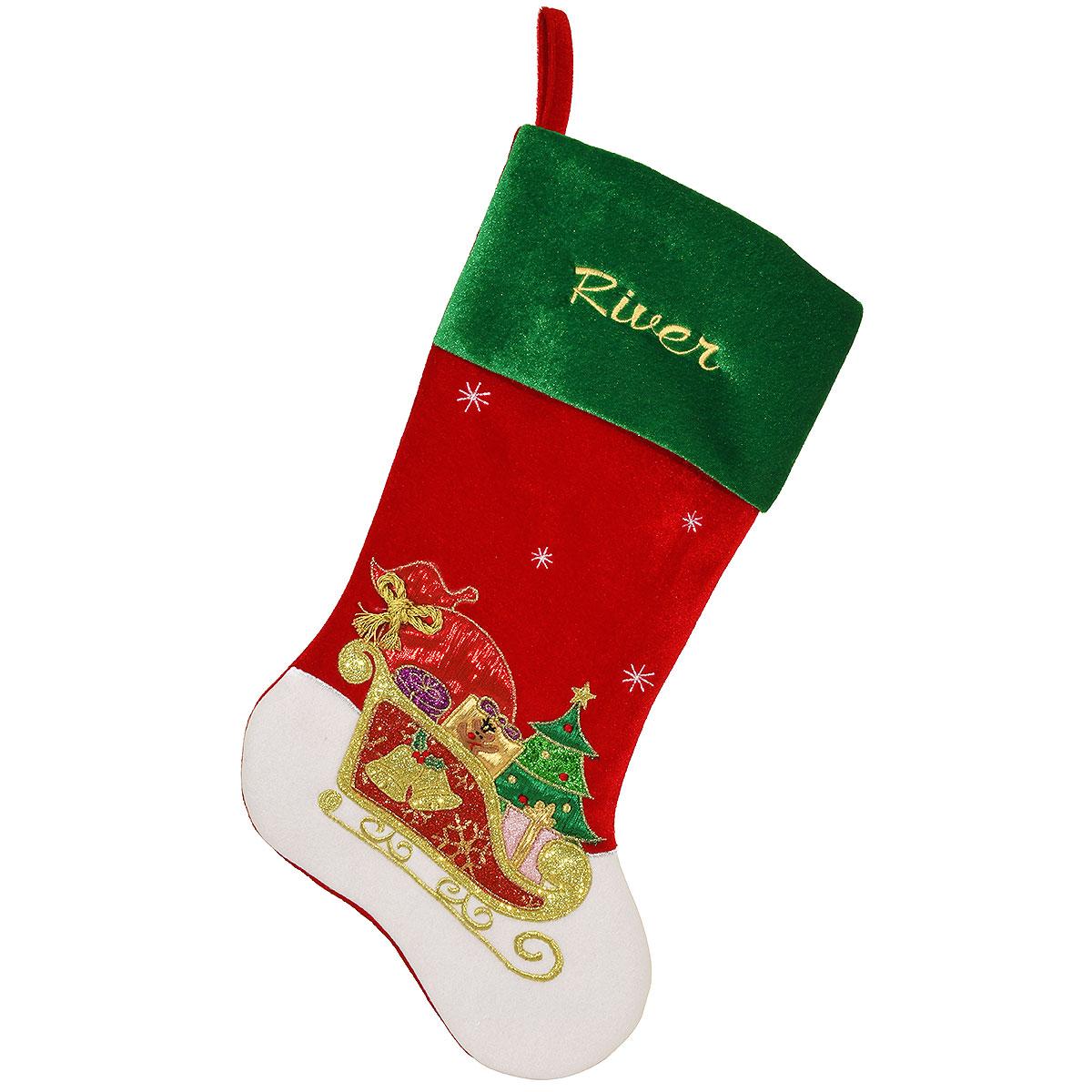 20.5 Inch Sleigh Velvet Stocking
