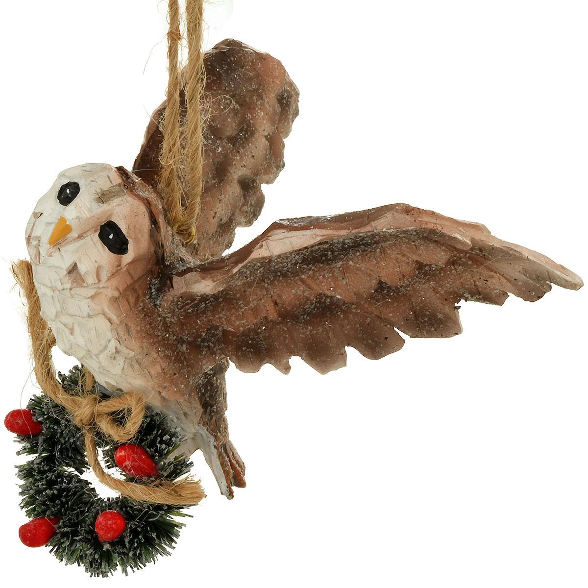 Owl With Wreath Resin Ornament