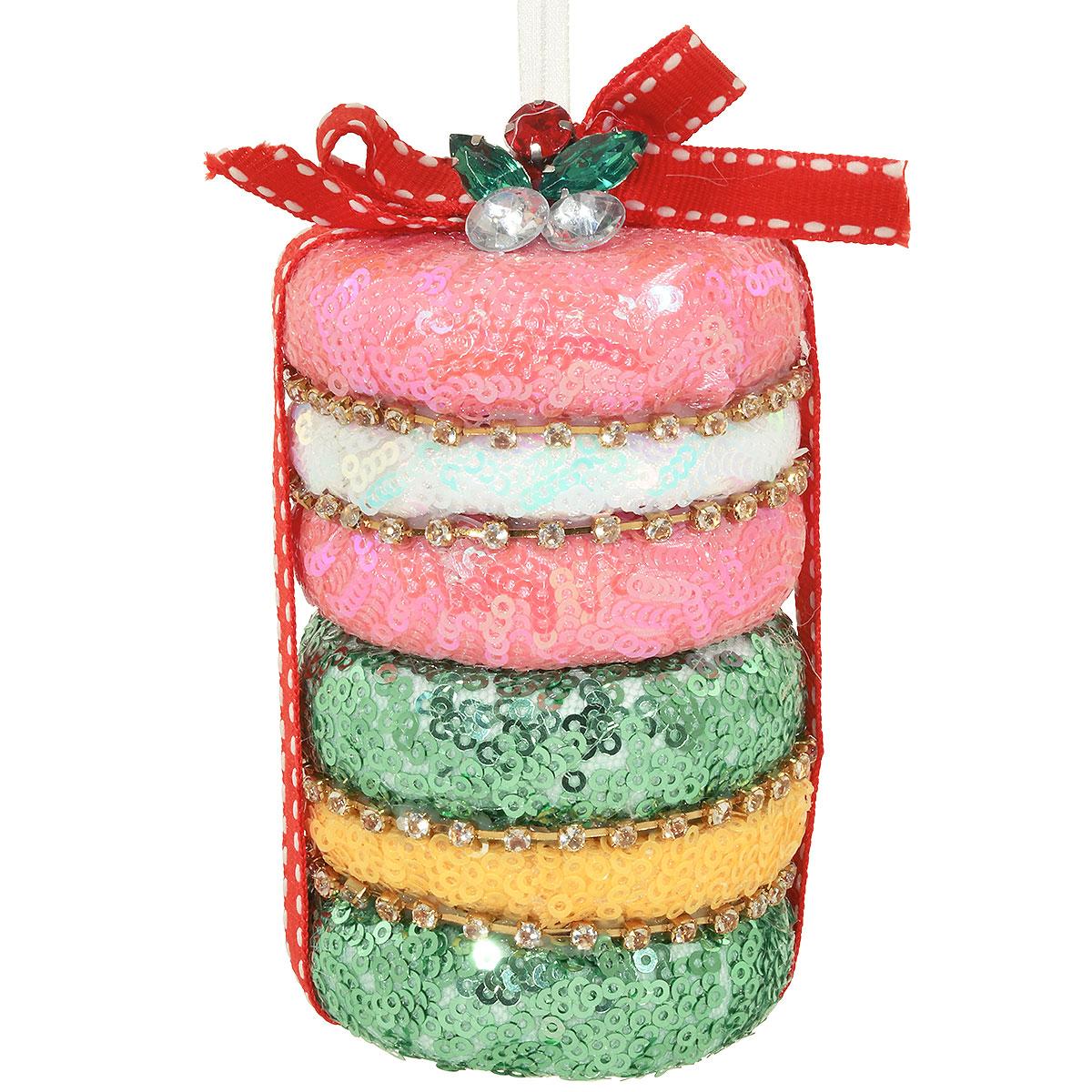 Macaron With Pink And Green Sequins