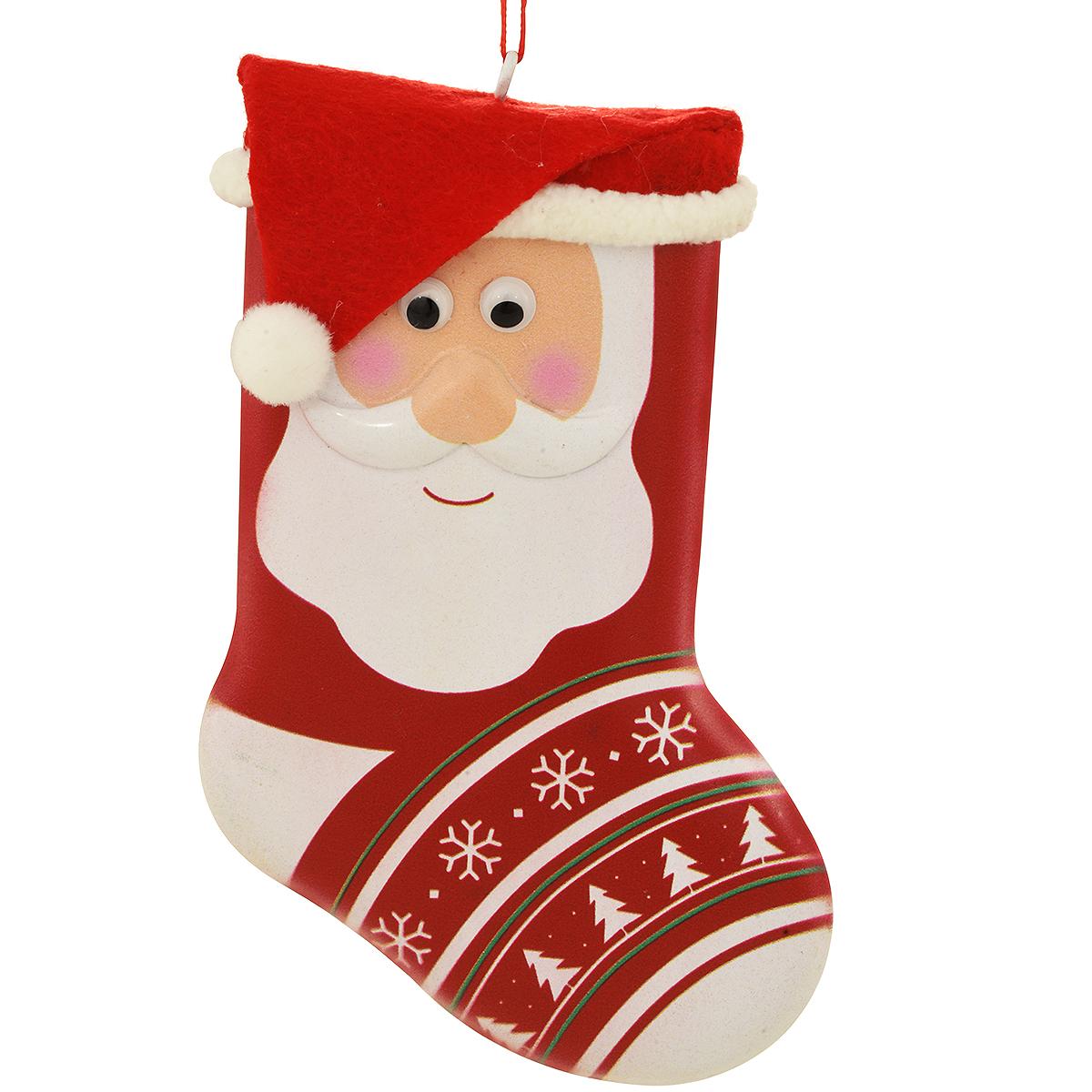 Santa Stocking Metal Ornament