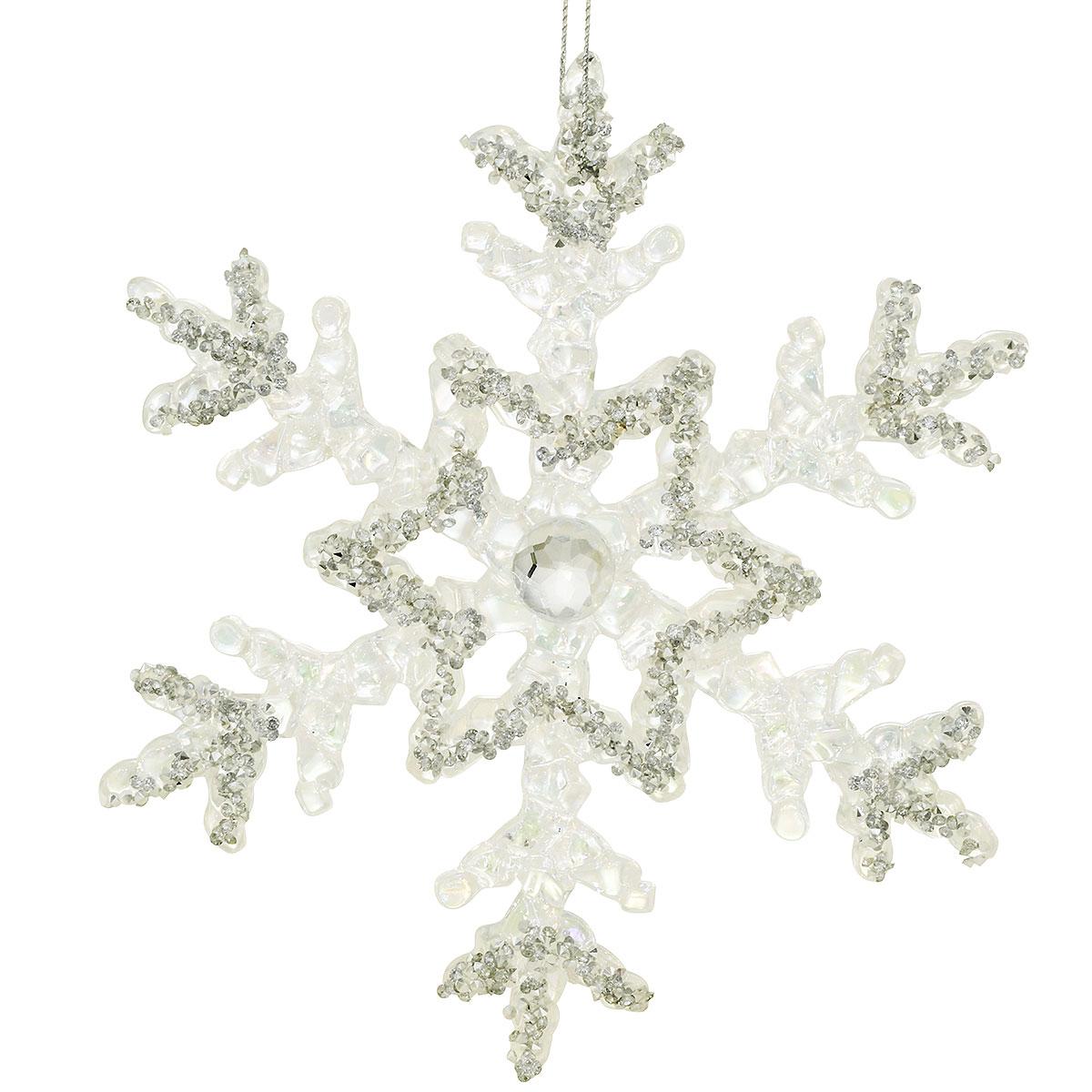Snowflake 6 Inch Clear Plastic Ornament