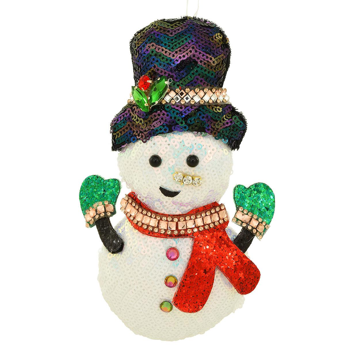 Snowman Fabric Ornament With Sequin