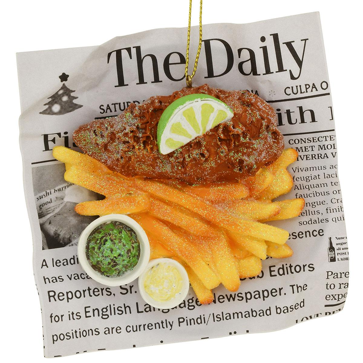 Fish & Fries In Newspaper Ornament