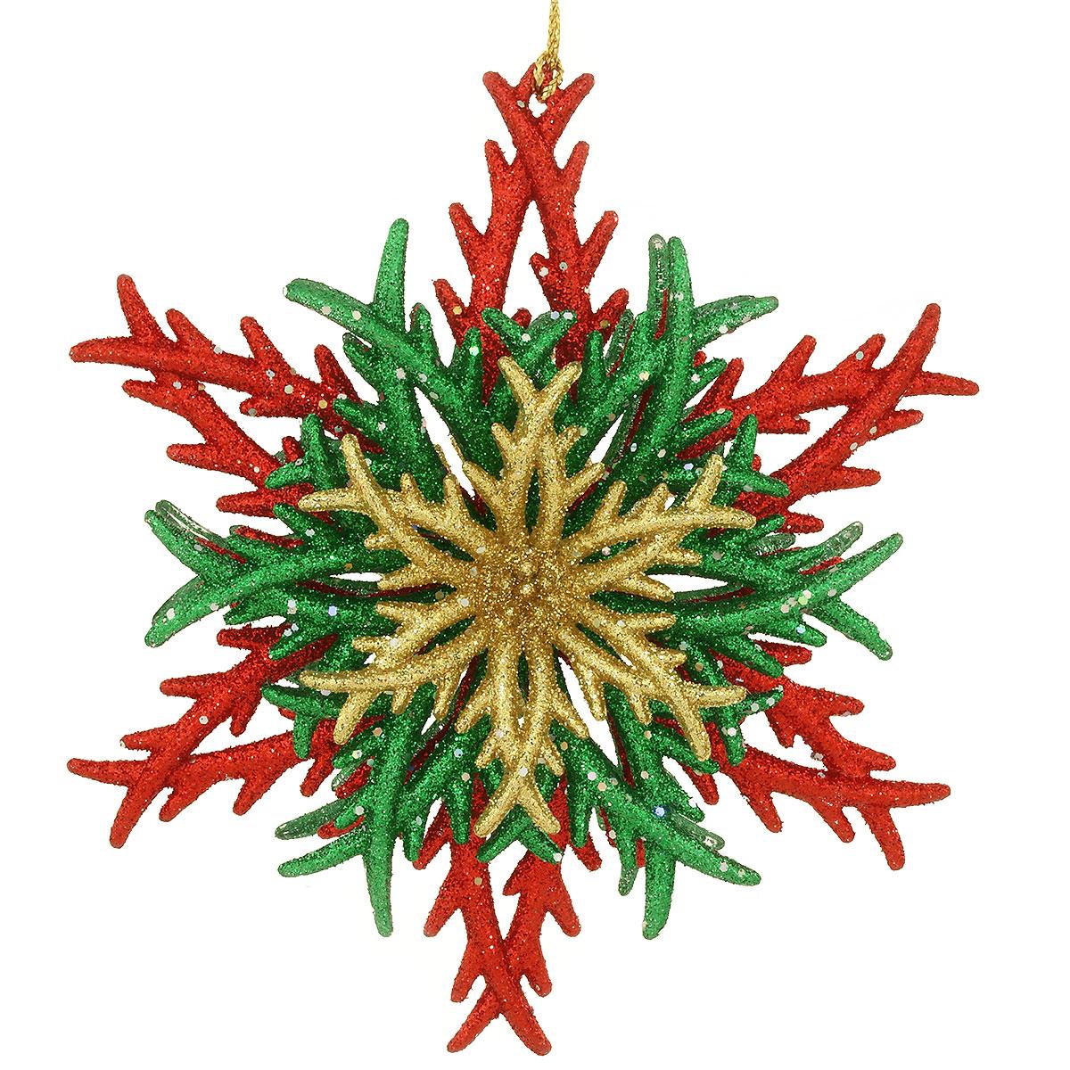 Snowflake Red, Green, Gold