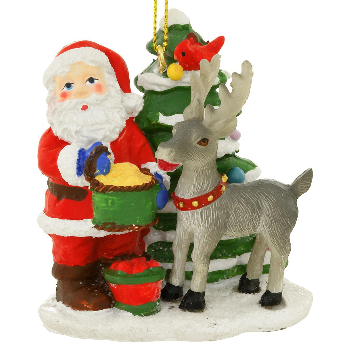 Santa Feeding Reindeer Ornament