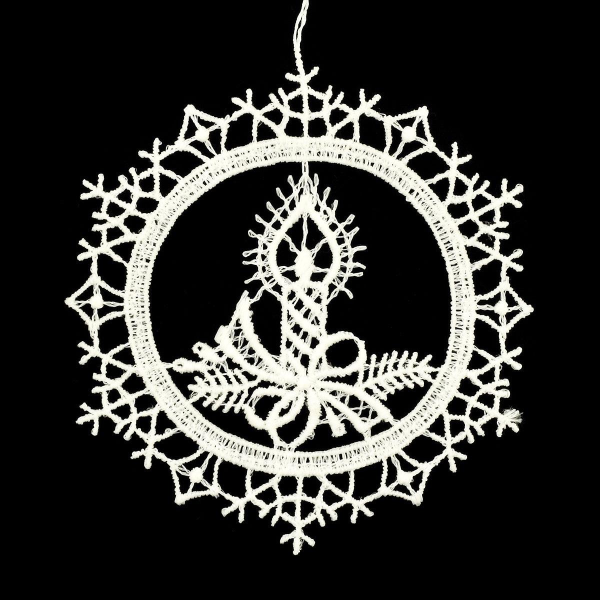 Candle In Wreath Lace Ornament