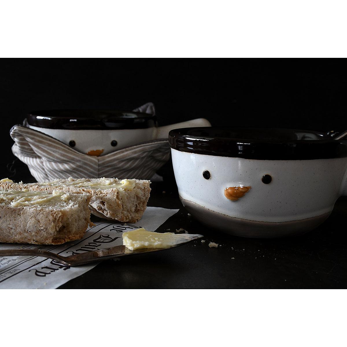 Snowman Soup Crock Bowl With Cozy