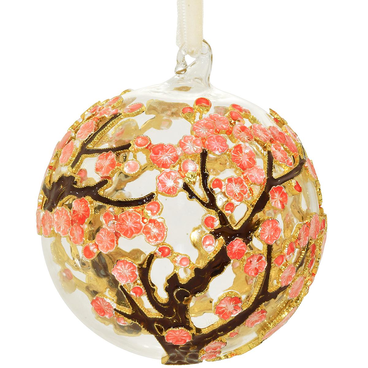 Cherry Blossom Ball Glass Ornament