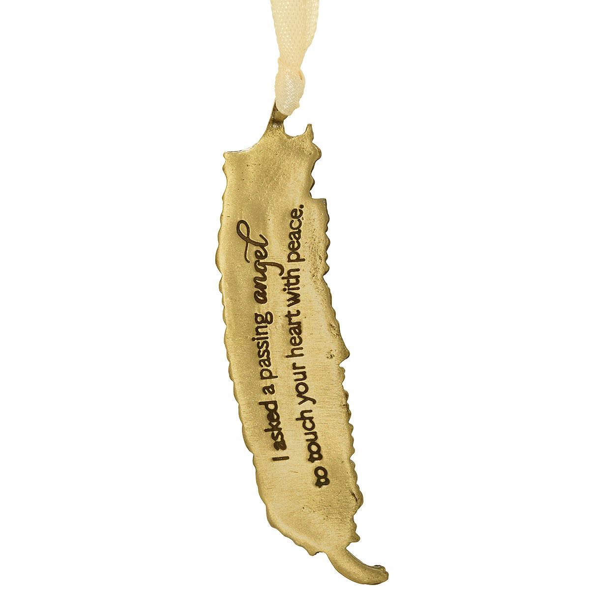 Angel Feather Metal Memorial Ornament
