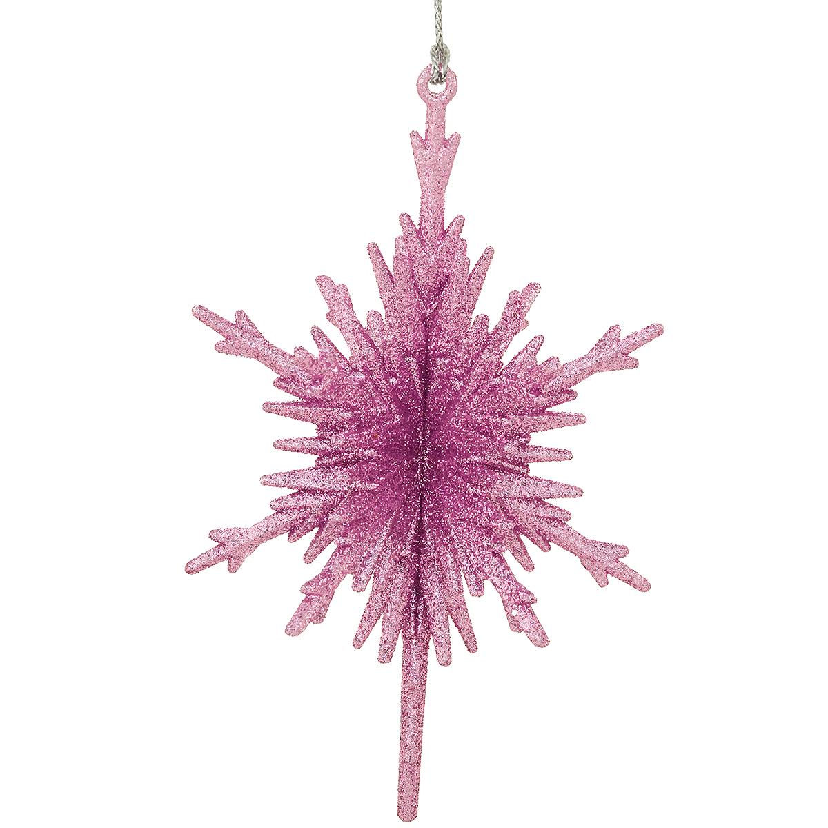 Pink 3D Snowflake Glitter Ornament