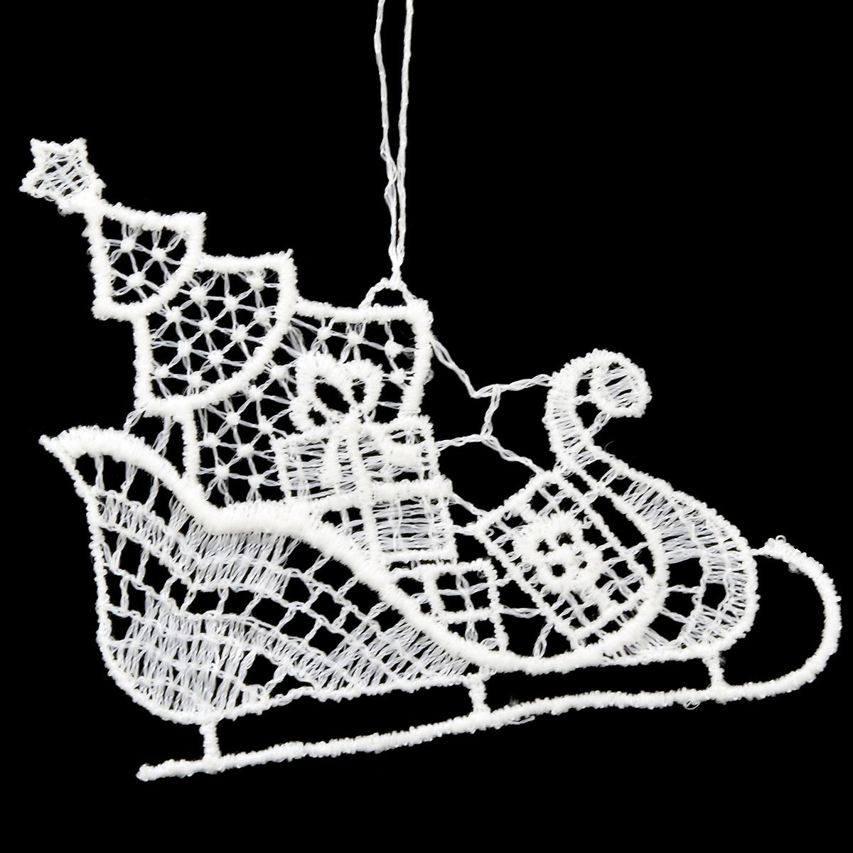 Sled w/ Tree & Gifts Lace Ornament