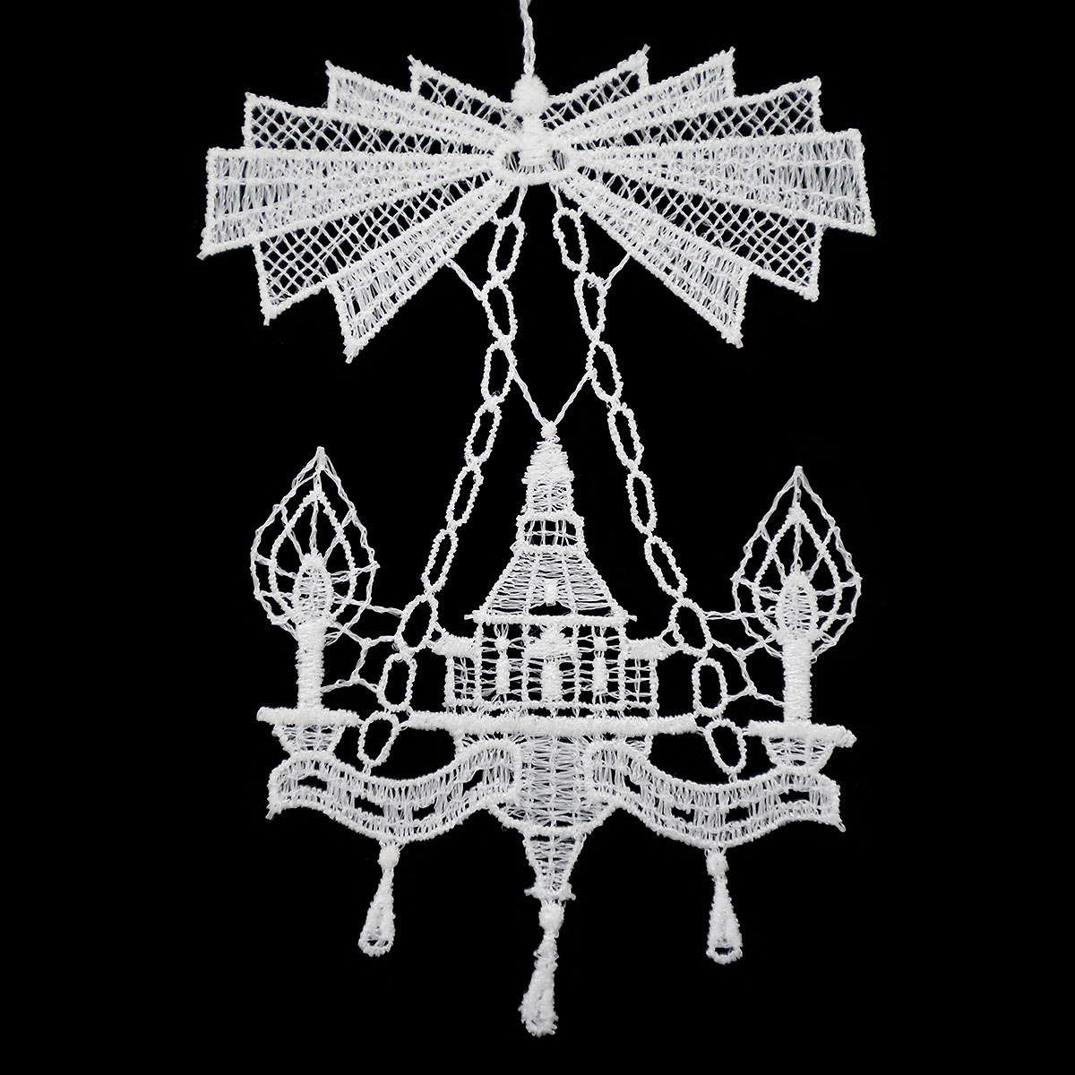 Stitched Lace Candelabra Pyramid Ornament