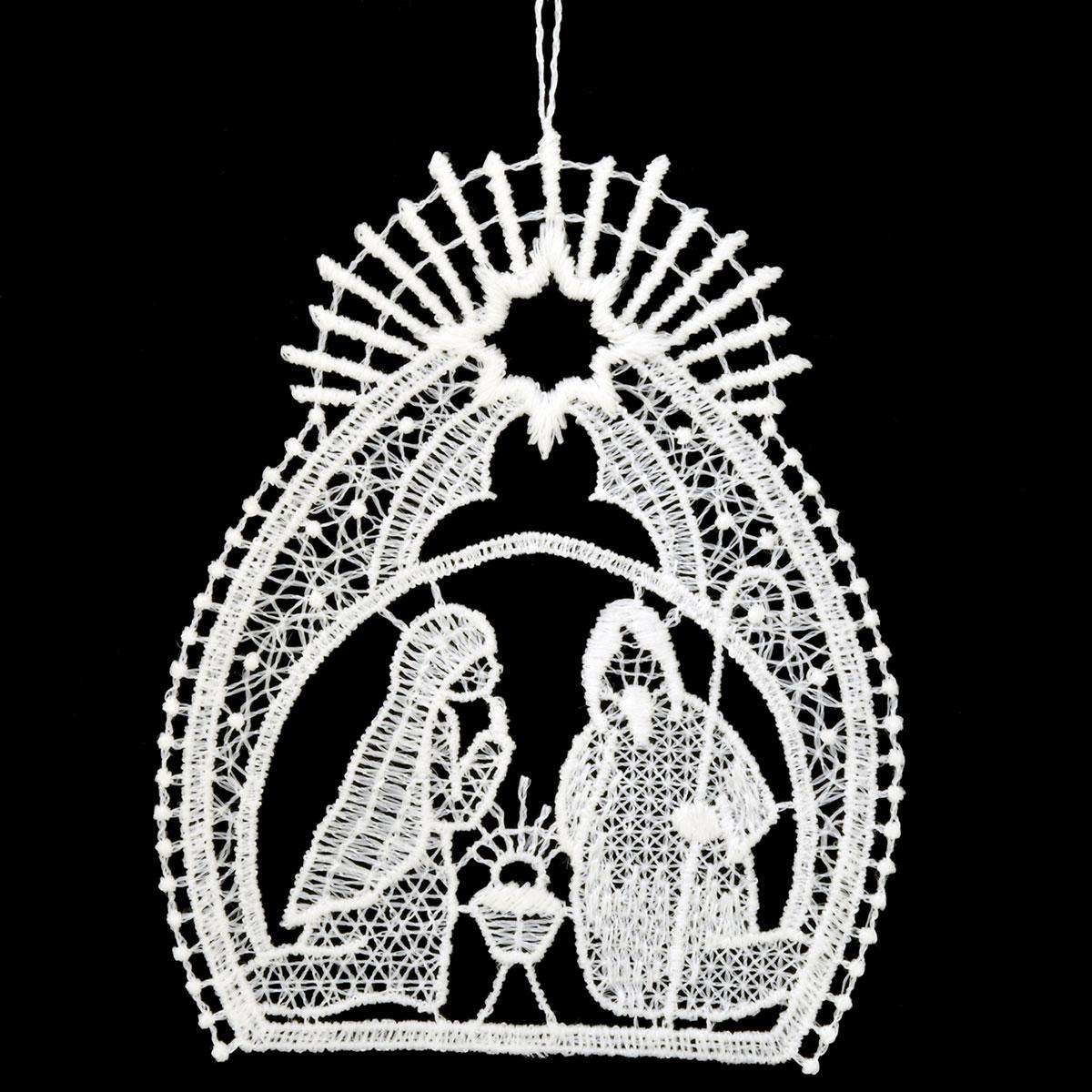 Nativity Stitched Lace Ornament