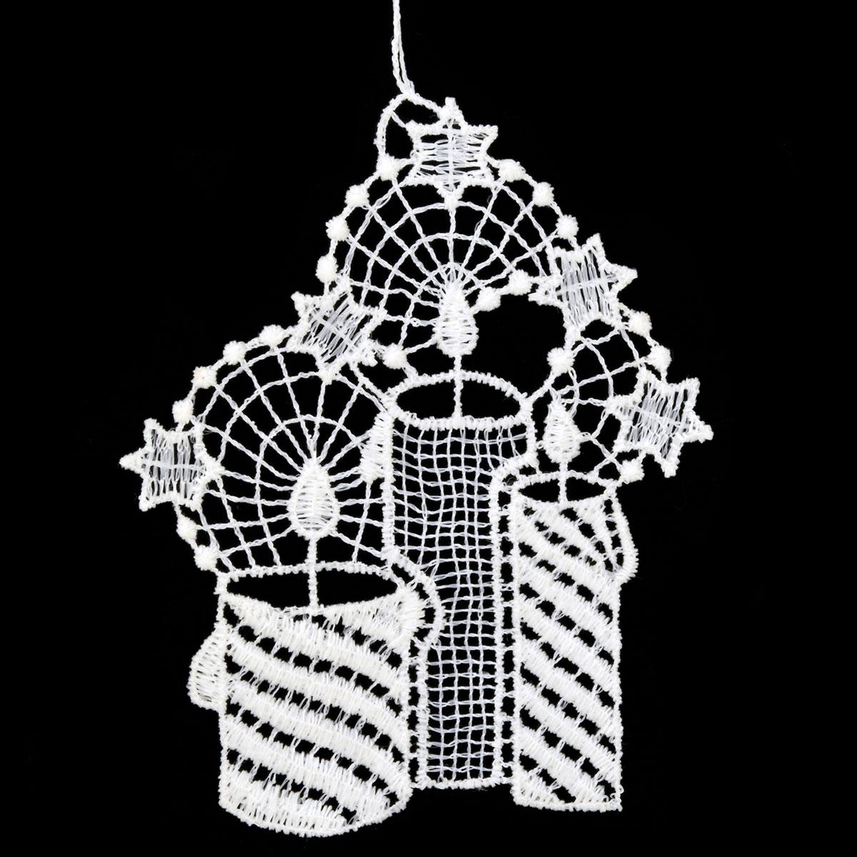 Stitched Lace Candles Ornament