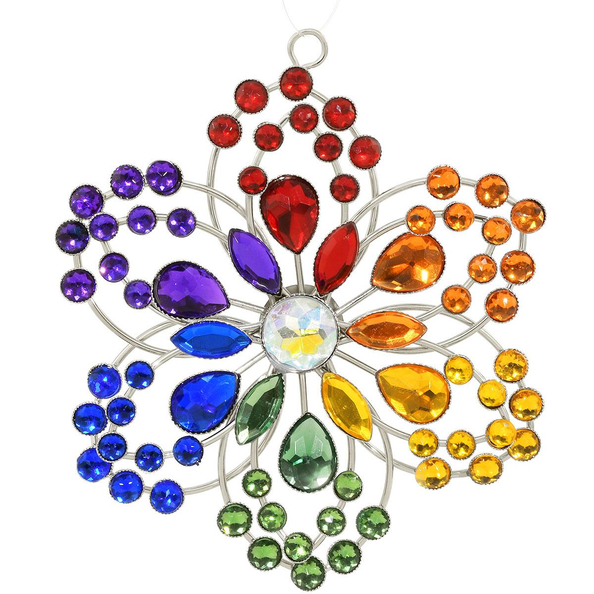 Rainbow Rhinestone Flower Ornament