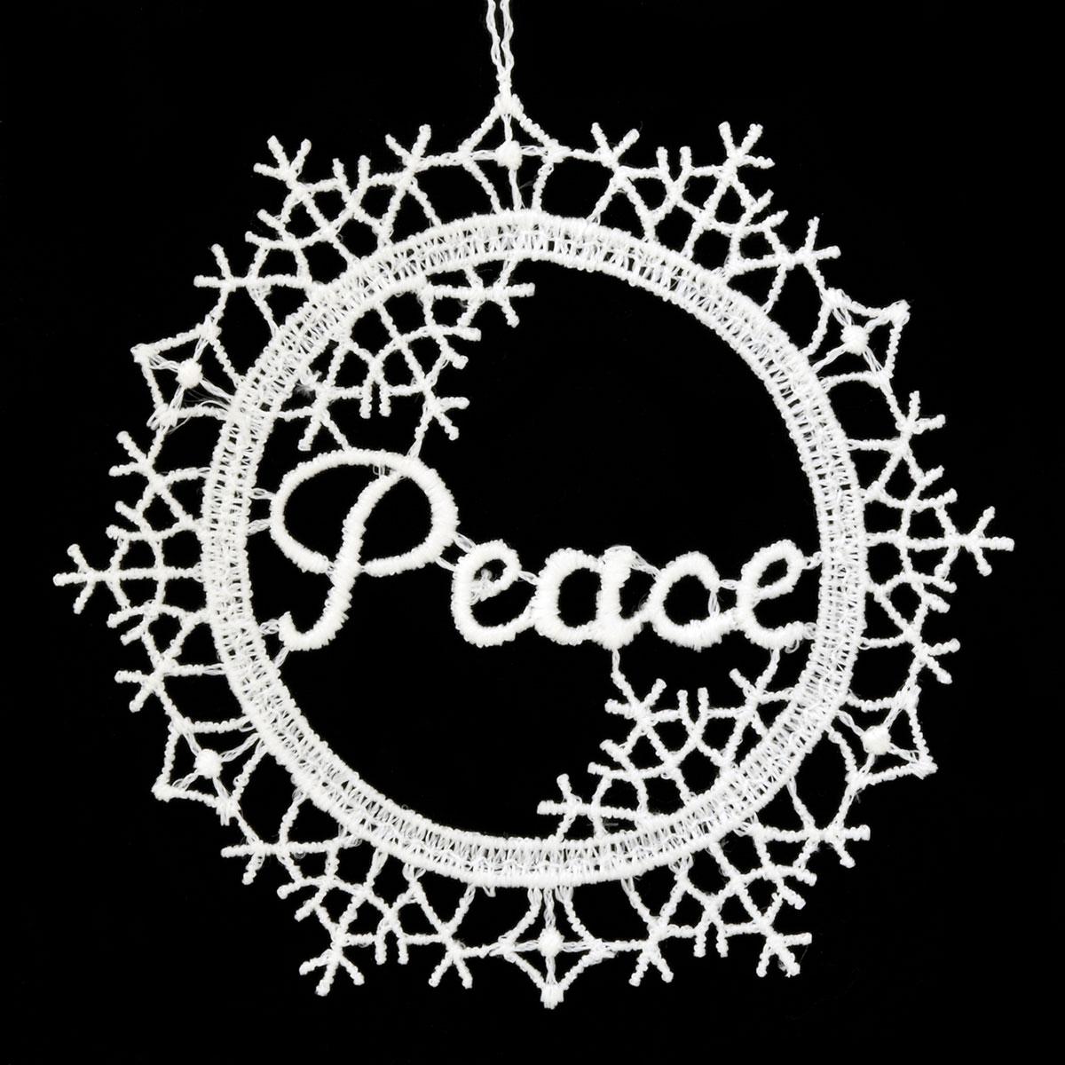 Peace Snowflake Lace Stitched Ornament