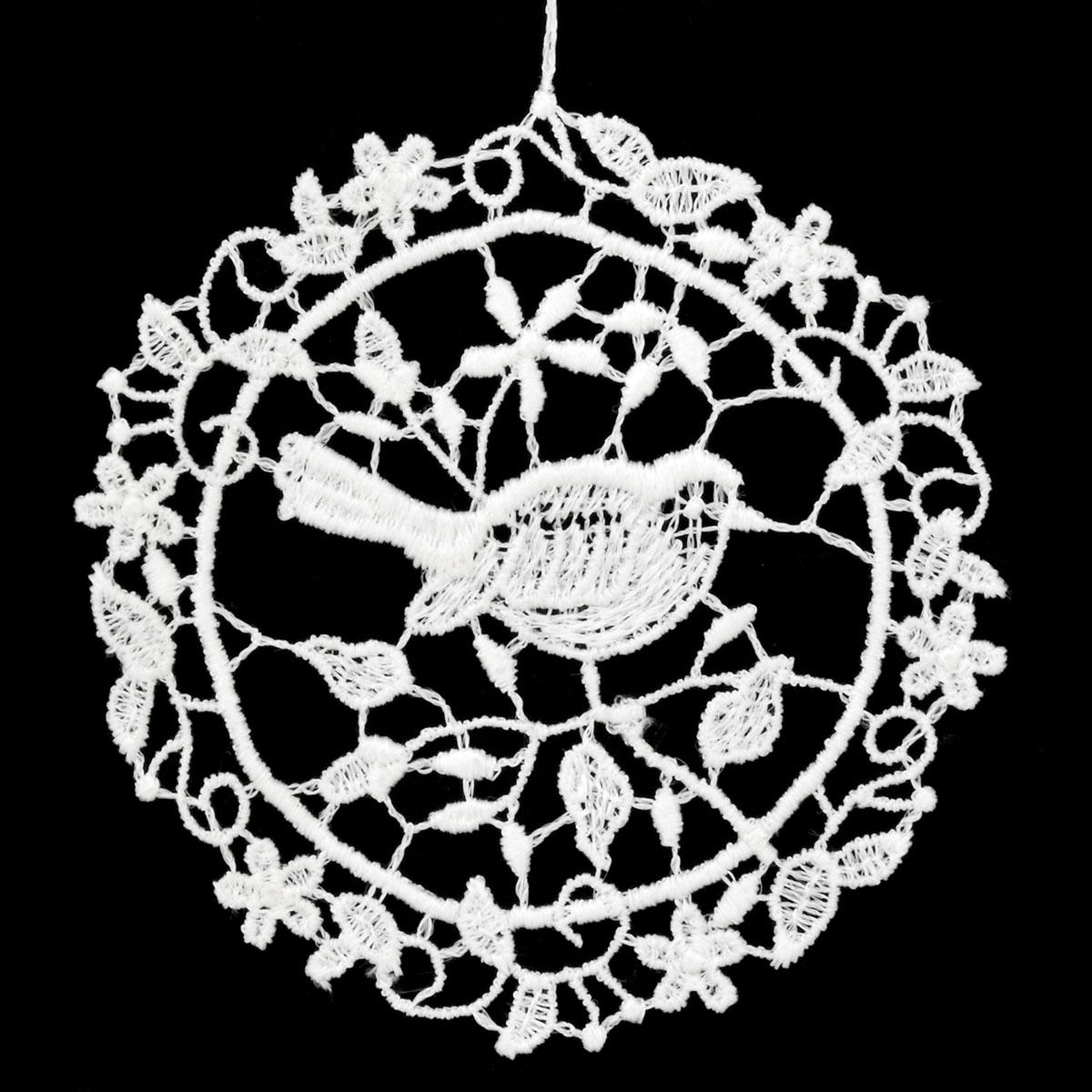 Bird In Branches Lace Stitched Ornament