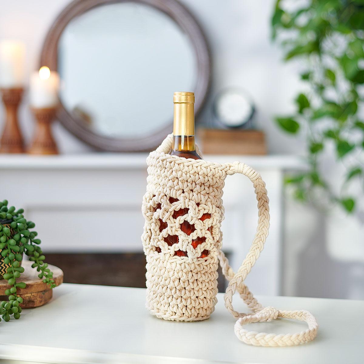 Crossbody Macrame Wine Bottle Holder