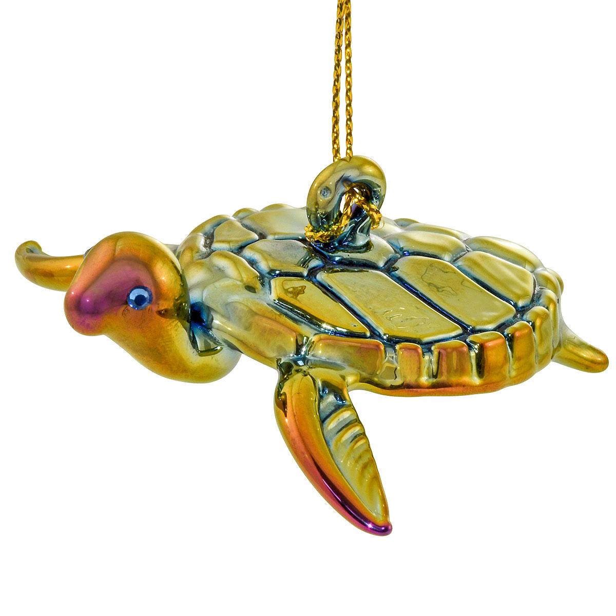 Egyptian Museum Glass Chromatic Sea Turtle Ornament