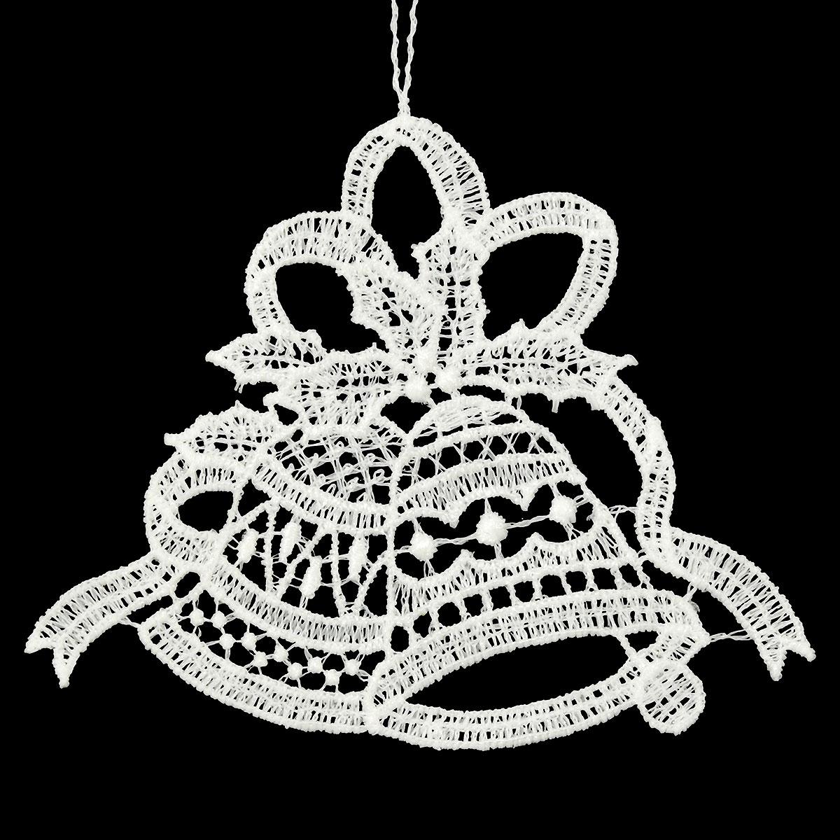 Bells With Holly And Ribbon Lace