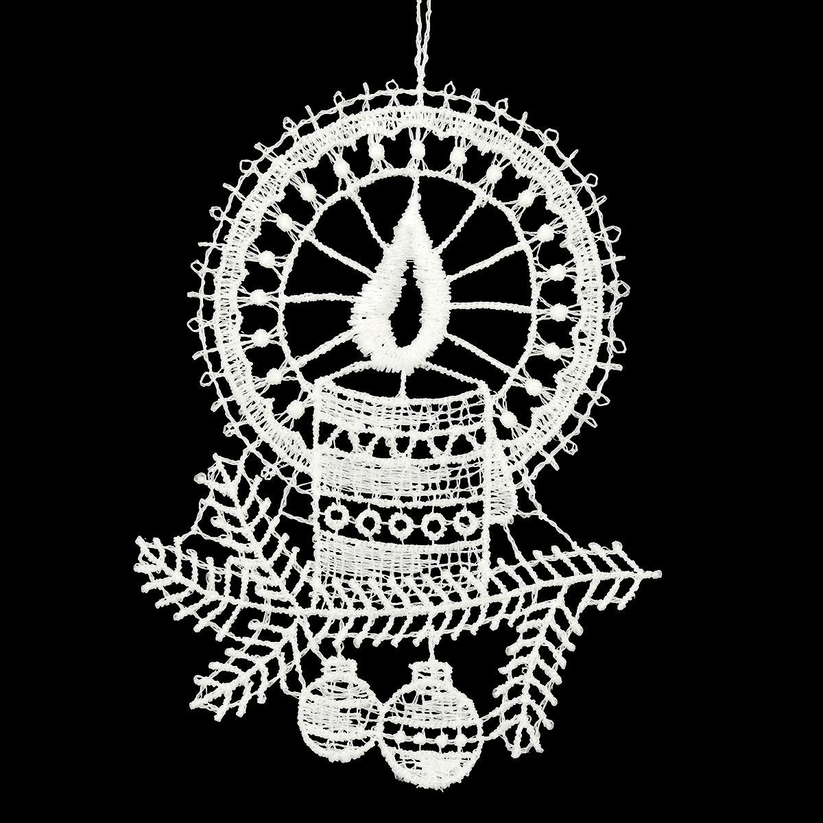 Candle With Balls Lace Ornament