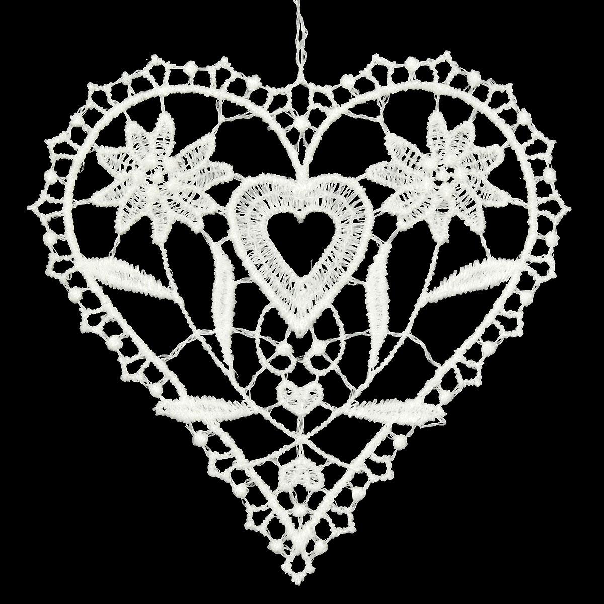 Edelweiss Heart Frame Lace Ornament