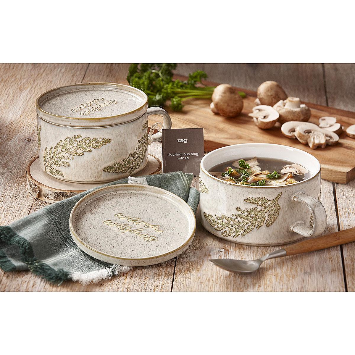 Wild Mushroom Soup In Warm Wishes Soup Mug With Lid Set