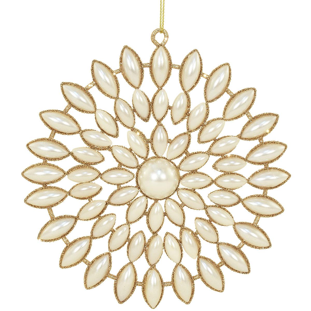 Wire, Plastic White Beads Burst Orn