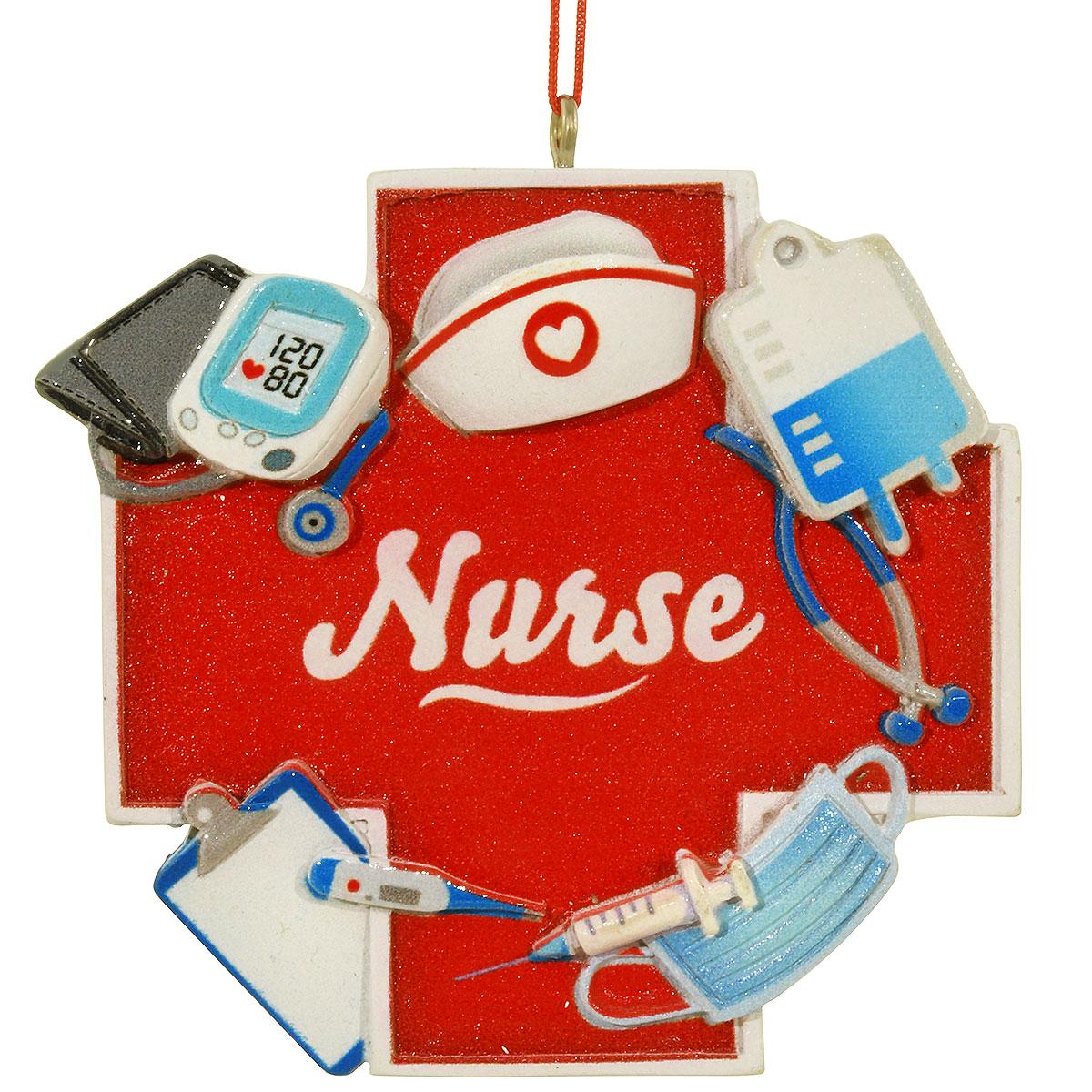 Resin Nurse Red Cross Ornament