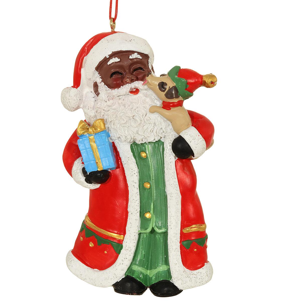 Resin Santa In Robe Ornament, Dark
