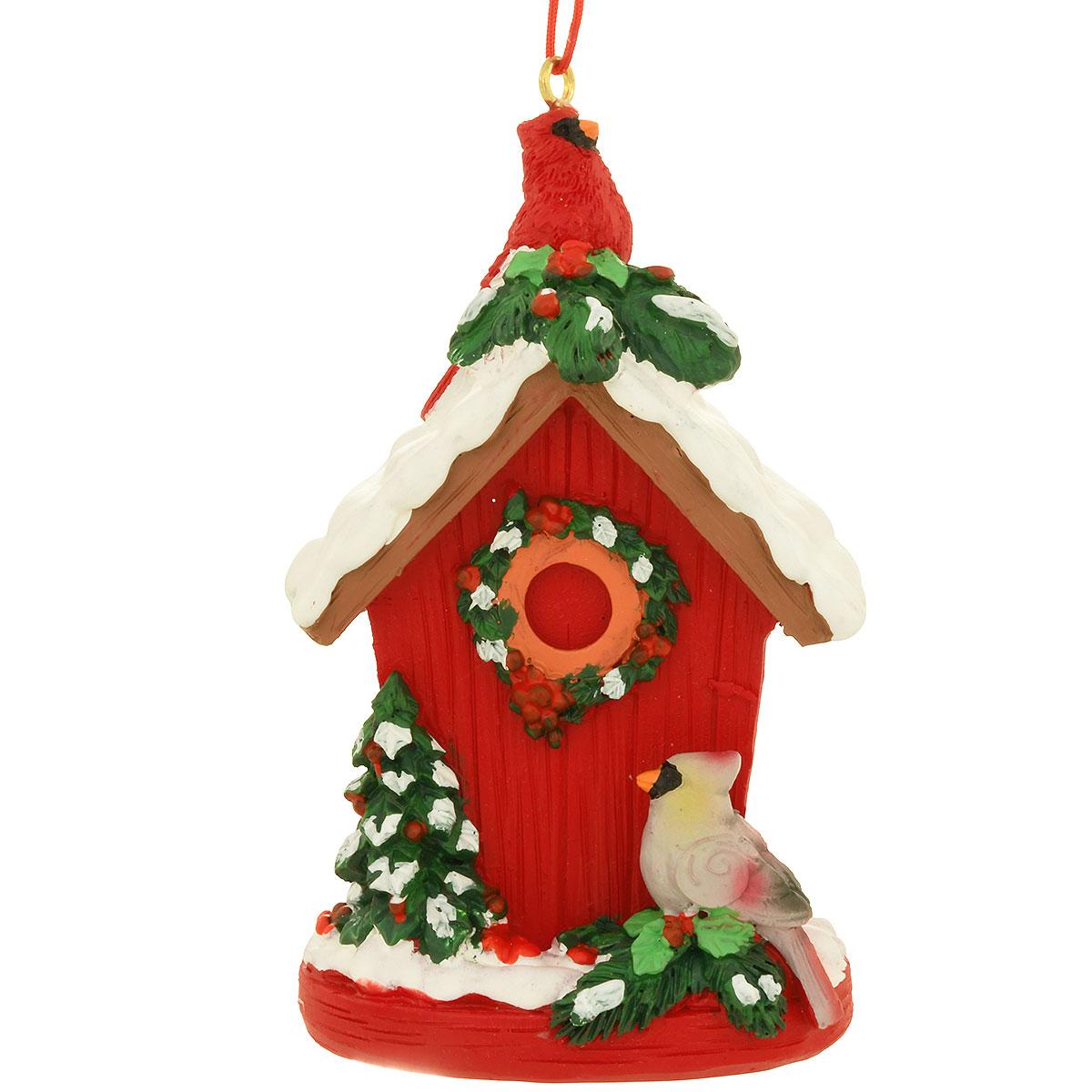 Bird House With Cardinal Ornament