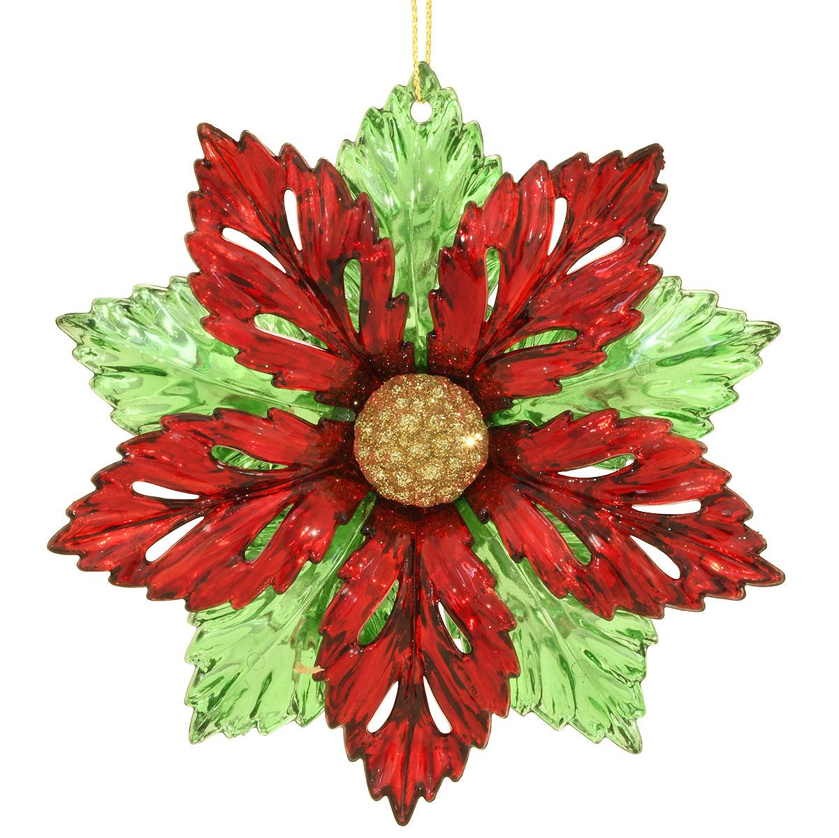 Red And Green Acrylic Poinsettia