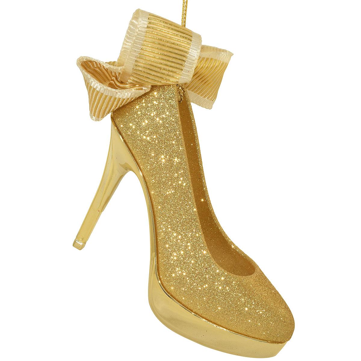 Gold Glitter Heel Shoe Ornament