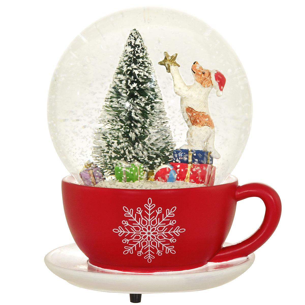 Christmas Tree And Dog Snow Globe