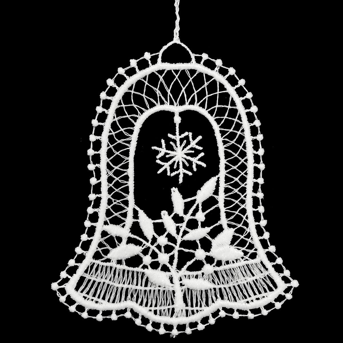 Bell With Mistletoe Lace Ornament
