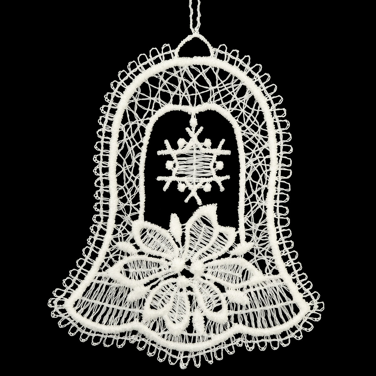 Bell With Poinsettia Lace Ornament