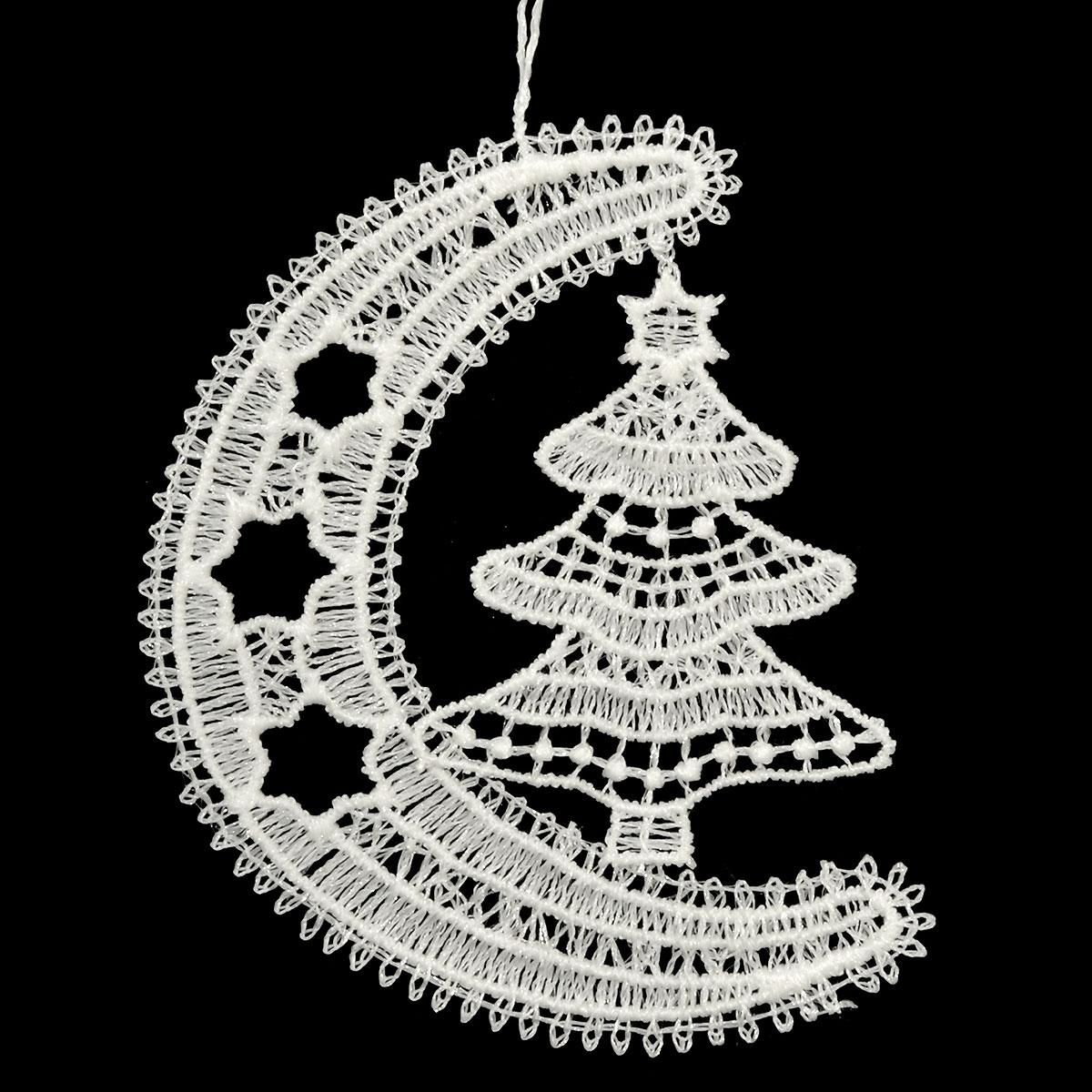 Moon With Tree Lace Ornament