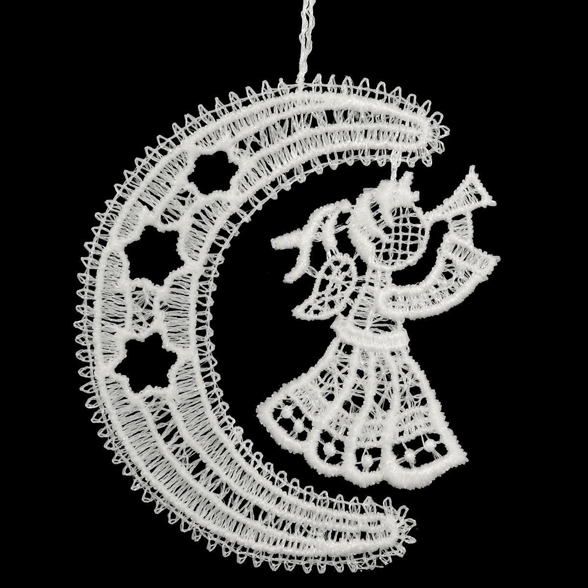 Moon With Angel Lace Ornament