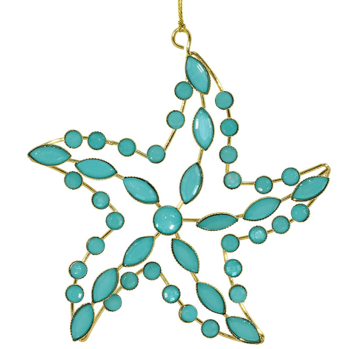 Blue Starfish Metal Ornament