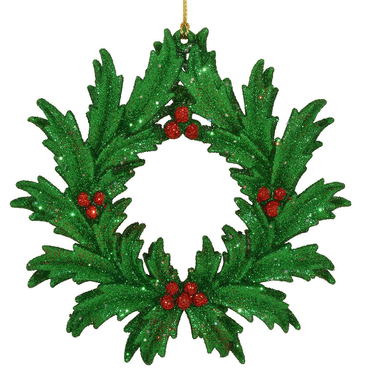 Plastic Green Wreath Red Berries