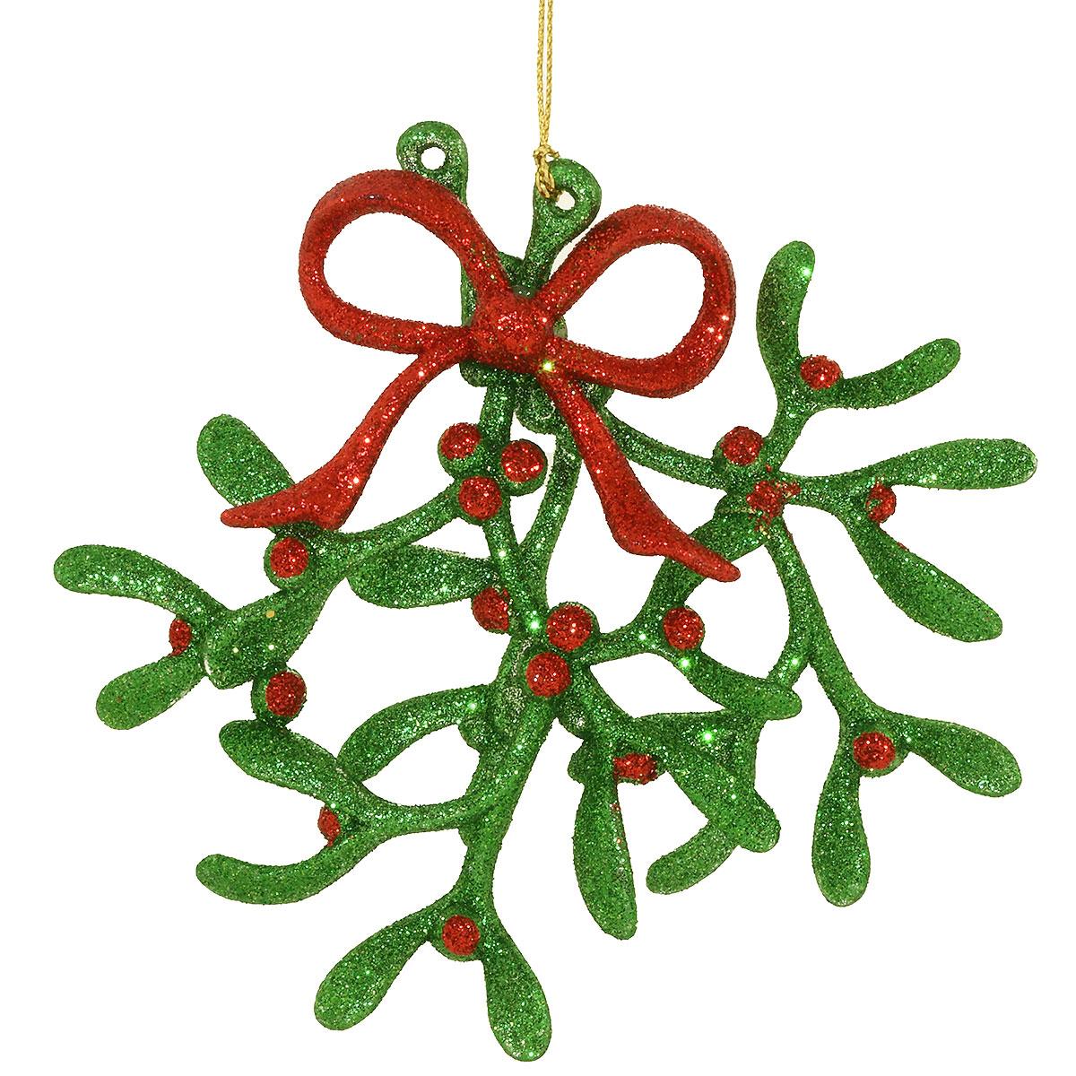 Plastic Green Mistletoe W Bow