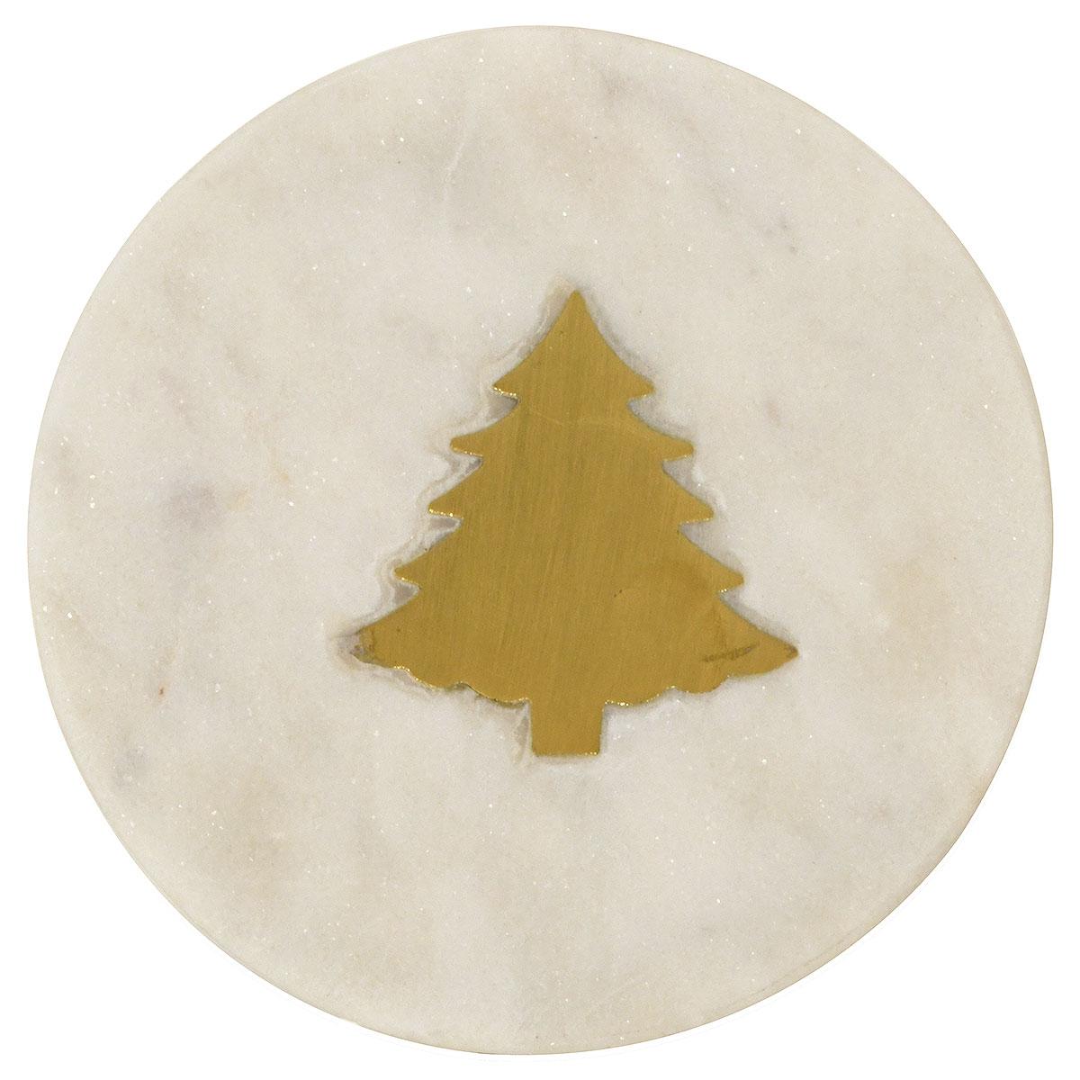 Marble Coaster With Tree Set Of 4