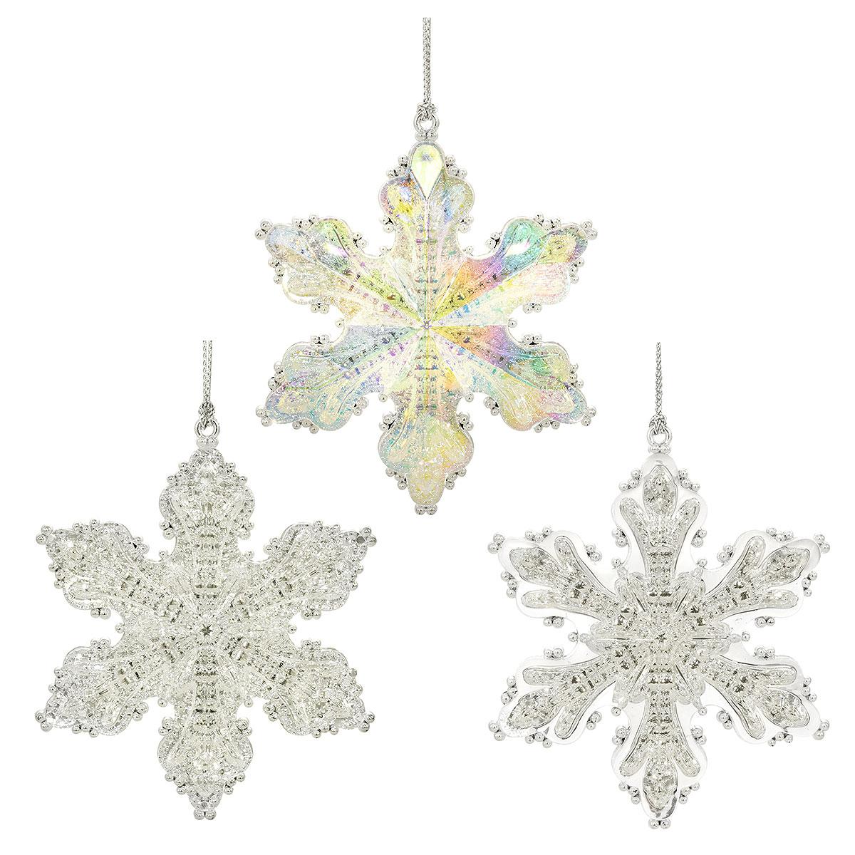 Acrylic Snowflake Ornament Set Of 3