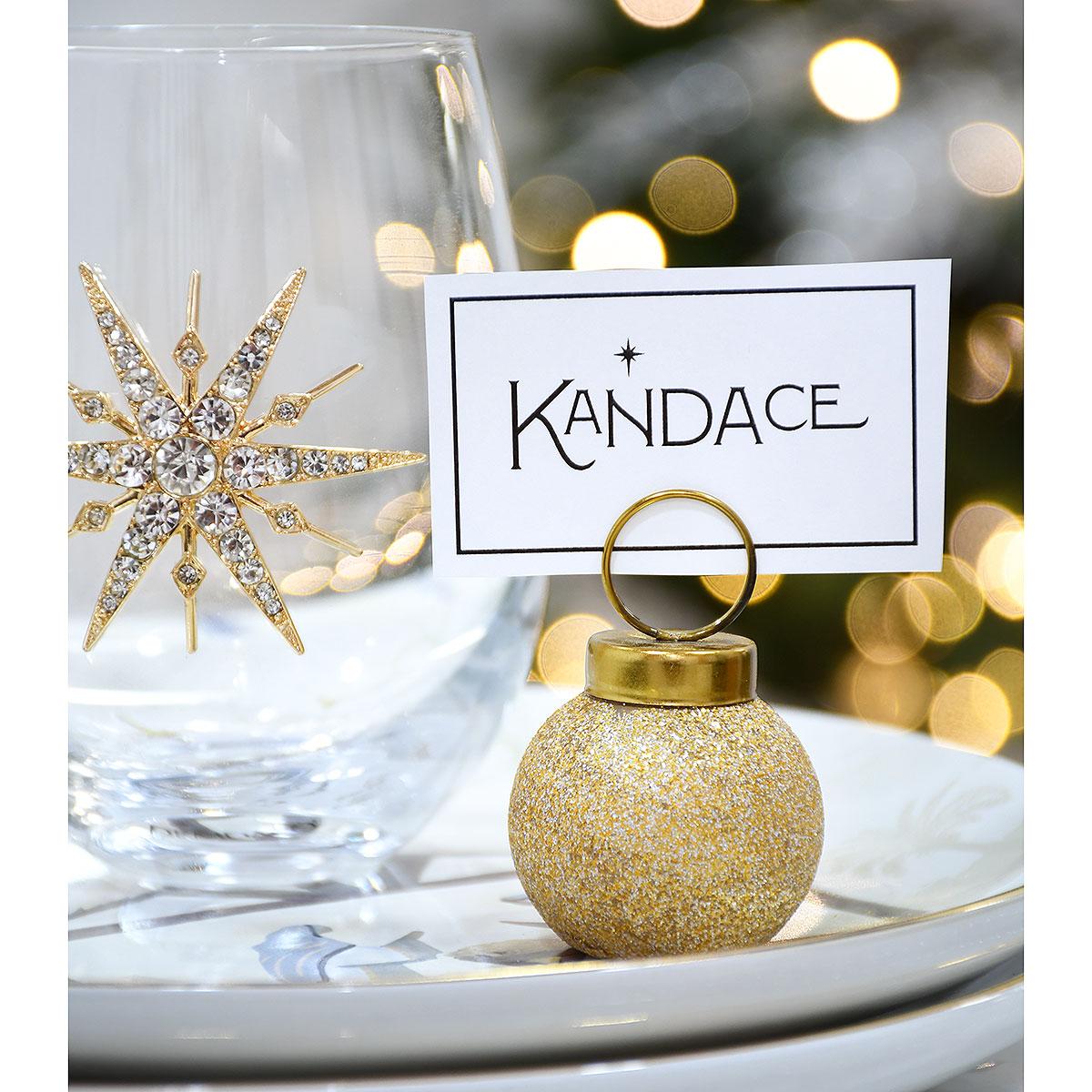 Silver & Gold Glitter Ornament Name Card Holder Set Of 4