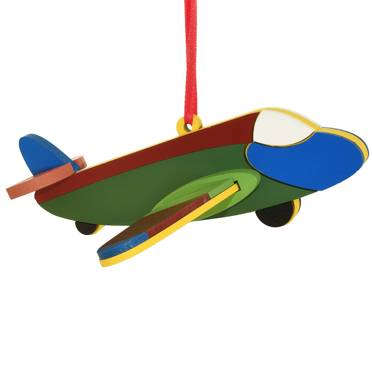 Airplane Colorful MDF Ornament