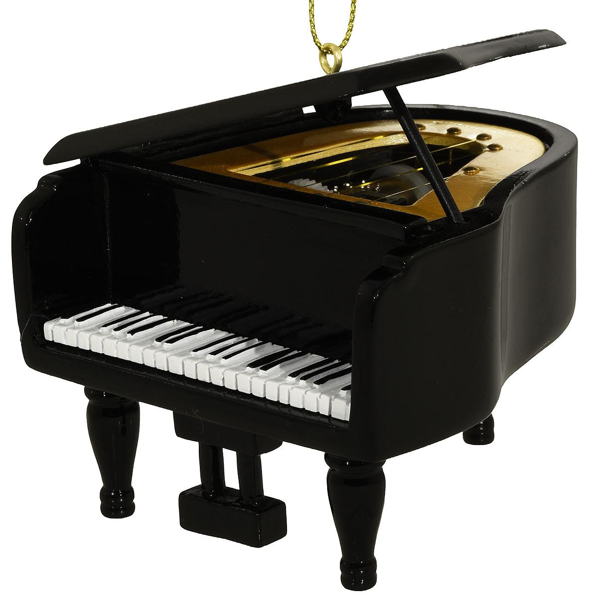 Black Piano Musical Deck The Halls Ornament