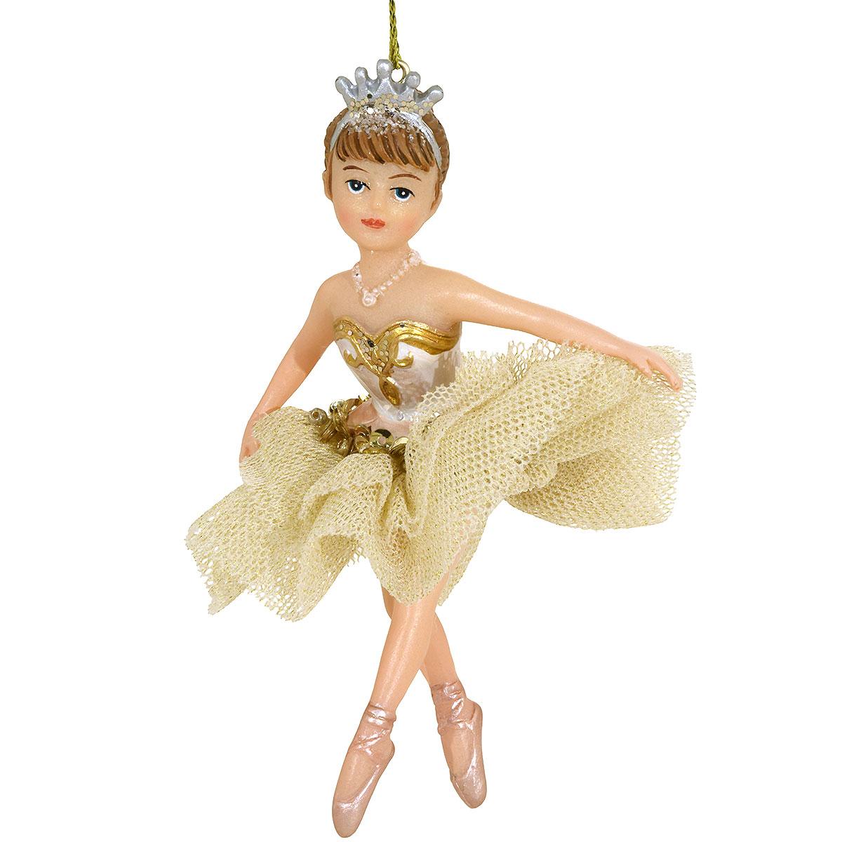 Ballerina Baby In Ivory Dress Poly Resin Ornament